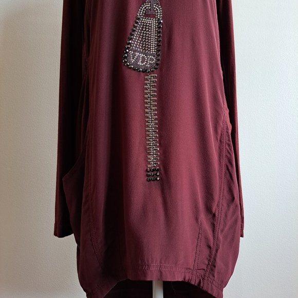 New VDP Women's Italian Brown Tunic Long Sleeves Baggy Dress Size 42 / S - Picture 4 of 14
